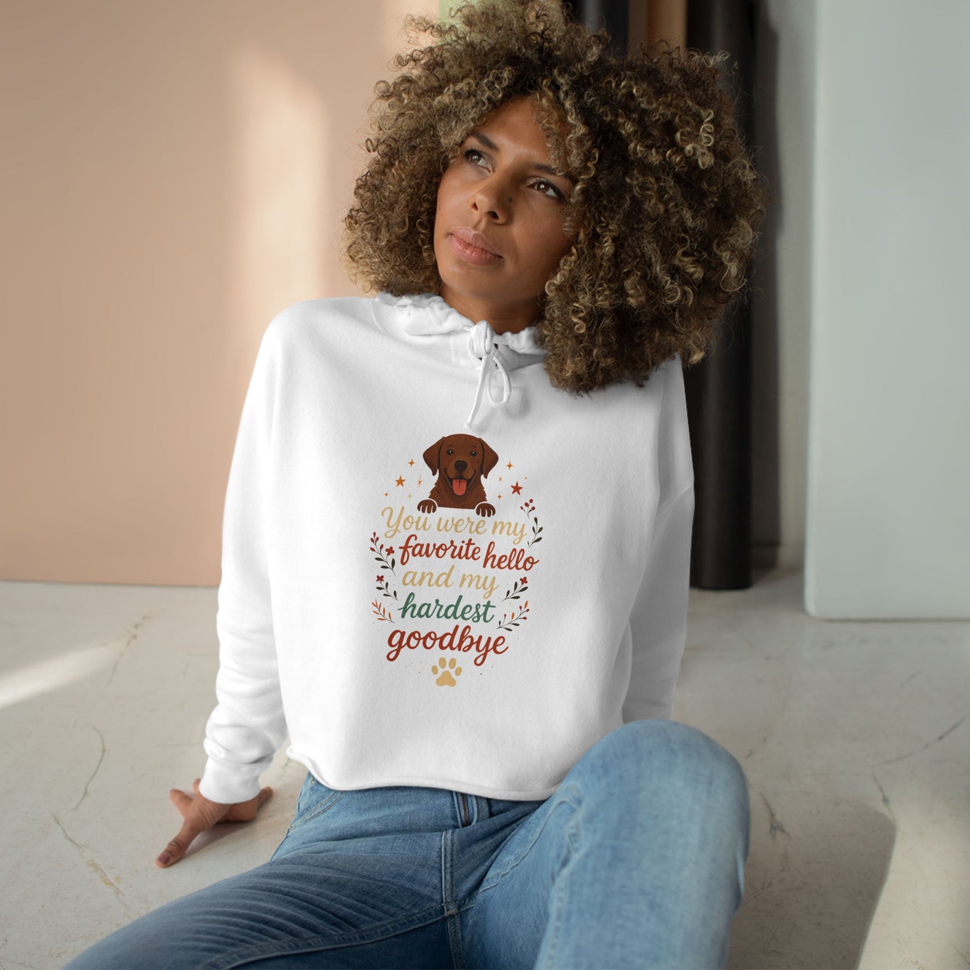 Paw Print Crop Hoodie, Dog Lover Gift, Pet Memorial Sweatshirt, Cute Animal Hoodie, Comfort Wear for Animal Lovers
