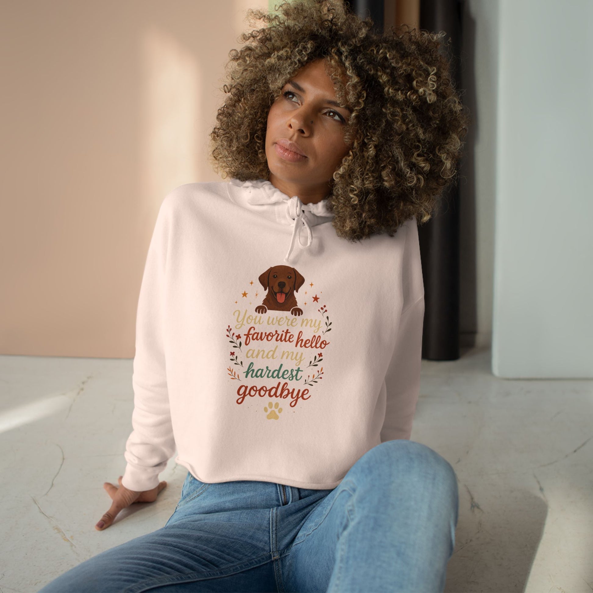 Paw Print Crop Hoodie, Dog Lover Gift, Pet Memorial Sweatshirt, Cute Animal Hoodie, Comfort Wear for Animal Lovers