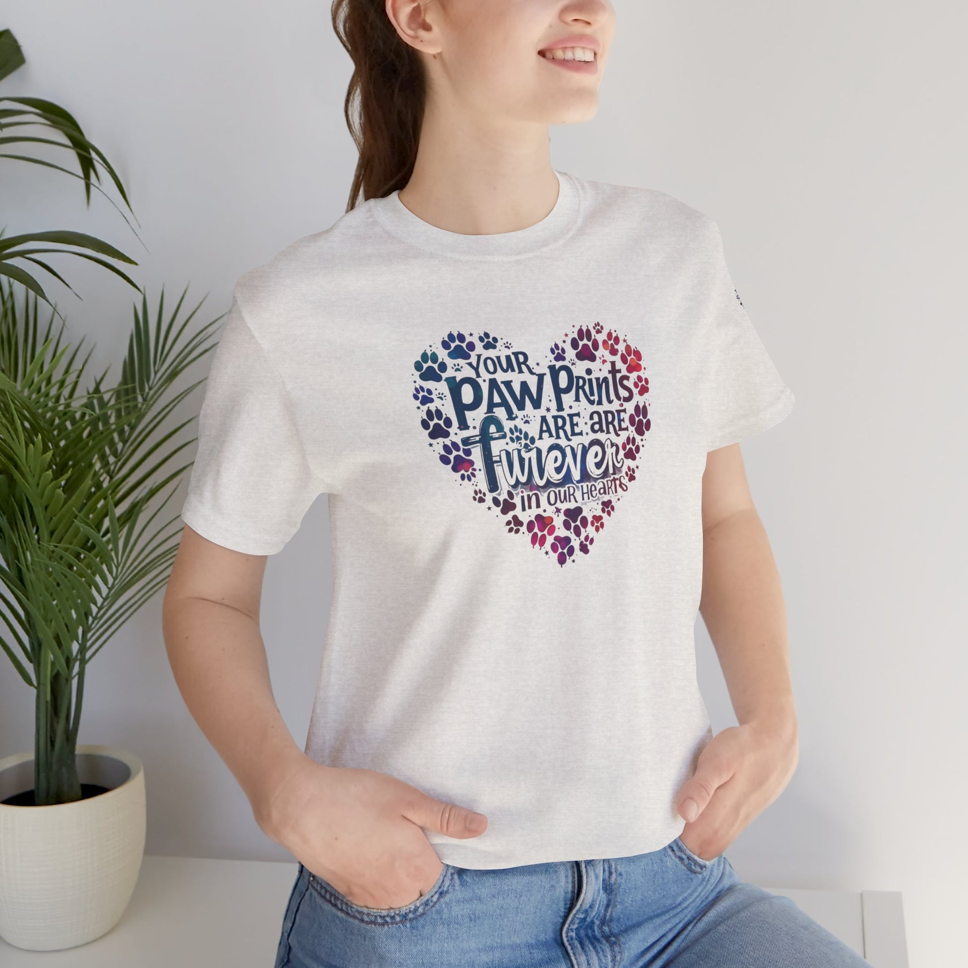 Heartfelt Paw Print Tee - Perfect Gift for Dog Lovers, Animal Rescue Support, Pet Memorial, Birthday, Adoption Celebration
