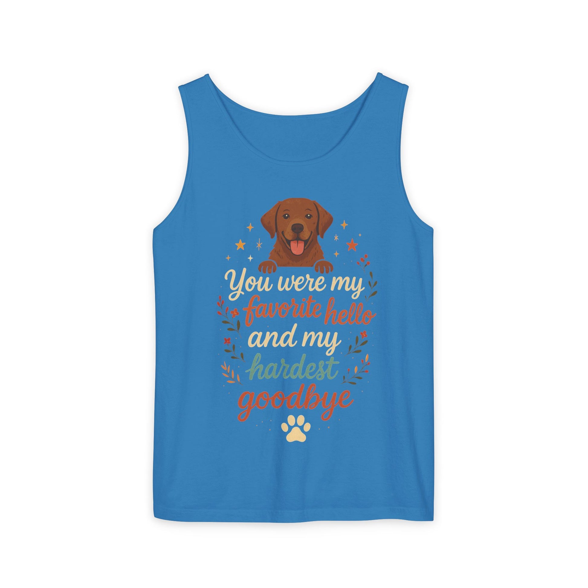 Dog Lover's Memorial Tank Top, You Were My Favorite Hello, Pet Remembrance Shirt, Gift for Dog Owners, Vintage Dog Design