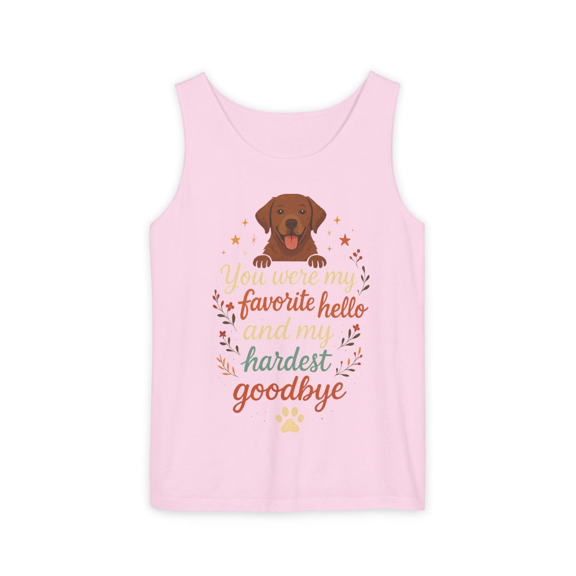 Dog Lover's Memorial Tank Top, You Were My Favorite Hello, Pet Remembrance Shirt, Gift for Dog Owners, Vintage Dog Design