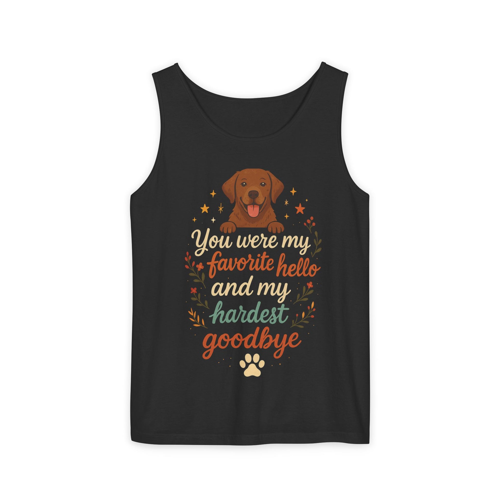 Dog Lover's Memorial Tank Top, You Were My Favorite Hello, Pet Remembrance Shirt, Gift for Dog Owners, Vintage Dog Design