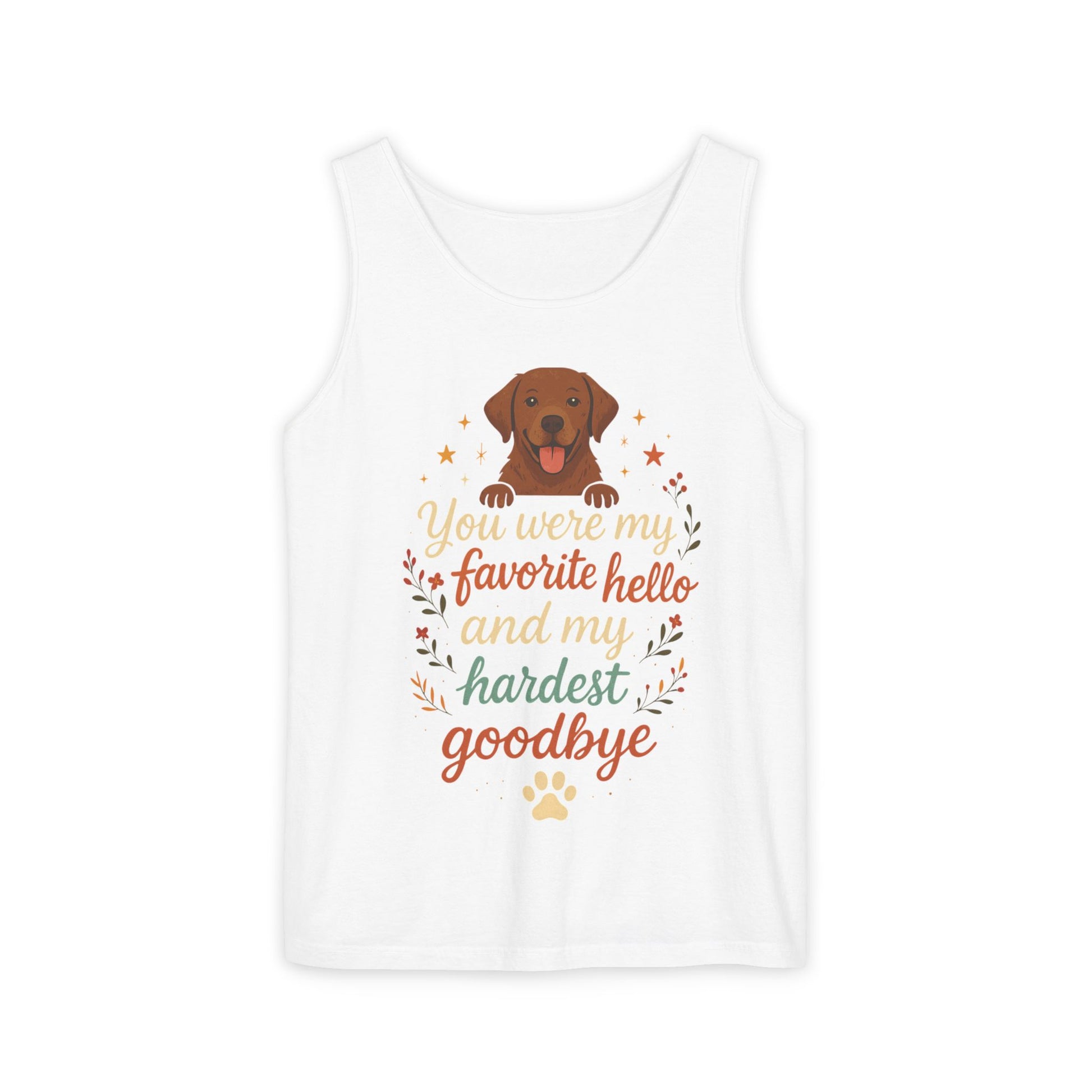 Dog Lover's Memorial Tank Top, You Were My Favorite Hello, Pet Remembrance Shirt, Gift for Dog Owners, Vintage Dog Design