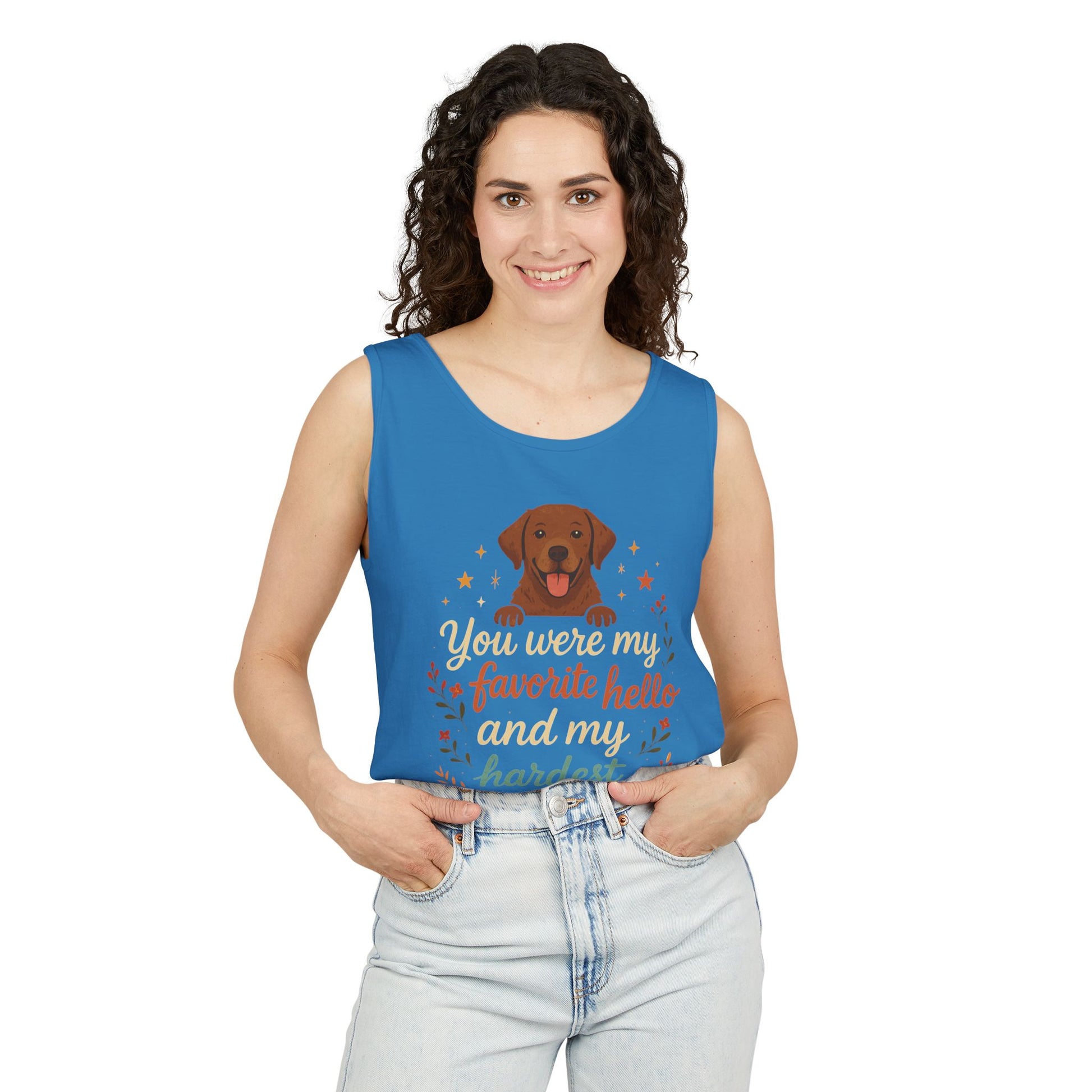 Dog Lover's Memorial Tank Top, You Were My Favorite Hello, Pet Remembrance Shirt, Gift for Dog Owners, Vintage Dog Design