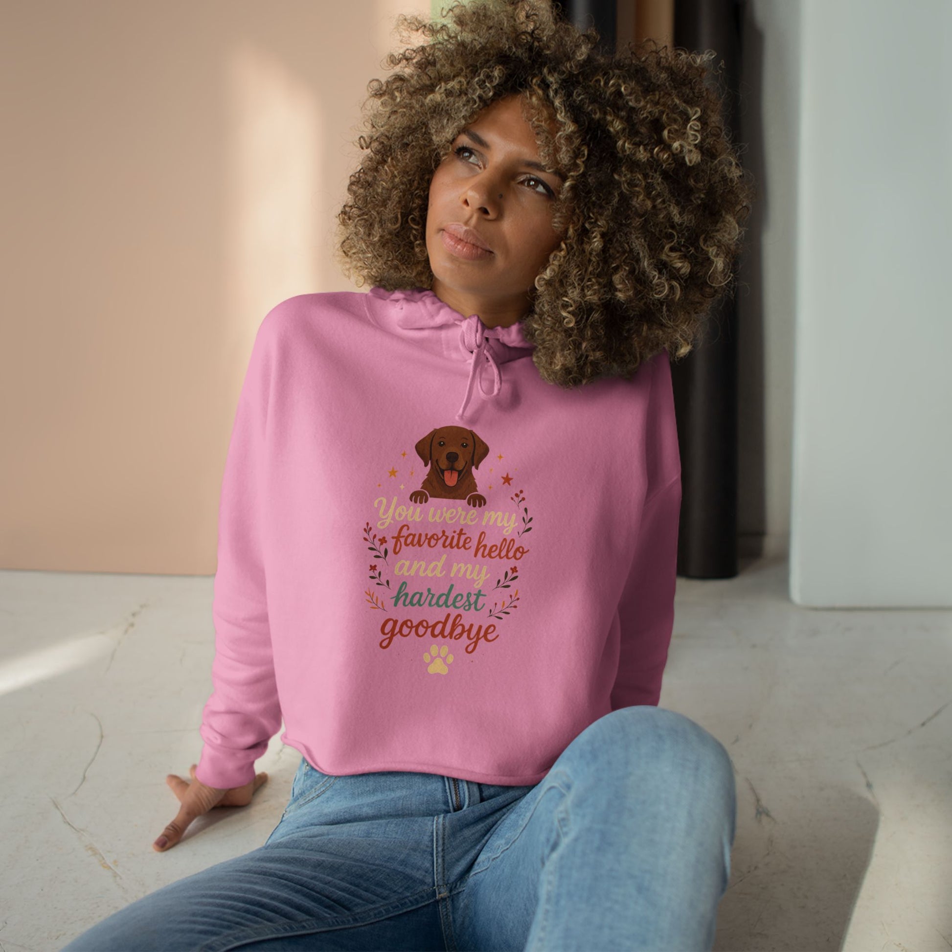 Paw Print Crop Hoodie, Dog Lover Gift, Pet Memorial Sweatshirt, Cute Animal Hoodie, Comfort Wear for Animal Lovers