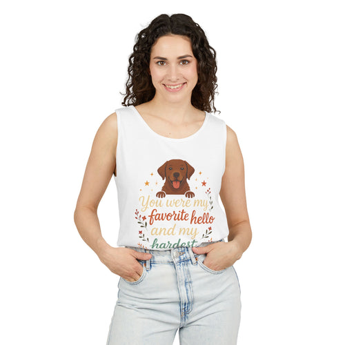 Dog Lover's Memorial Tank Top, You Were My Favorite Hello, Pet Remembrance Shirt, Gift for Dog Owners, Vintage Dog Design