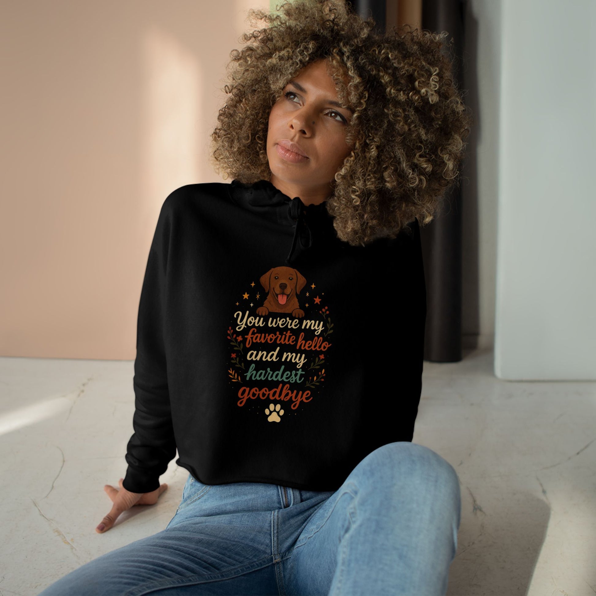 Paw Print Crop Hoodie, Dog Lover Gift, Pet Memorial Sweatshirt, Cute Animal Hoodie, Comfort Wear for Animal Lovers
