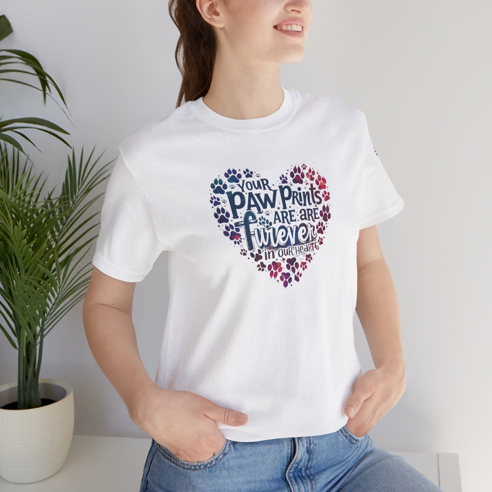 Heartfelt Paw Print Tee - Perfect Gift for Dog Lovers, Animal Rescue Support, Pet Memorial, Birthday, Adoption Celebration