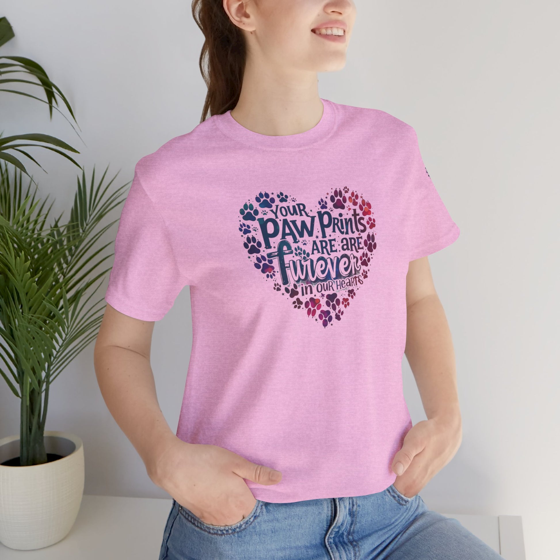 Heartfelt Paw Print Tee - Perfect Gift for Dog Lovers, Animal Rescue Support, Pet Memorial, Birthday, Adoption Celebration