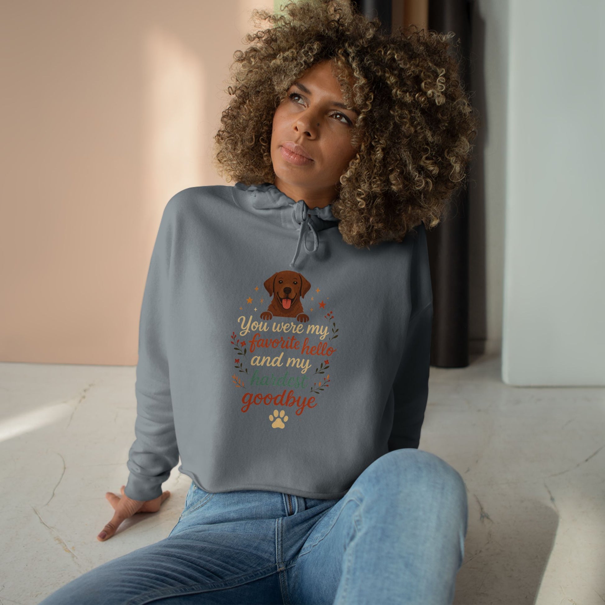 Paw Print Crop Hoodie, Dog Lover Gift, Pet Memorial Sweatshirt, Cute Animal Hoodie, Comfort Wear for Animal Lovers